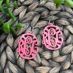 Small Monogram Earrings with Silver or Gold Hardware with gift box image 1