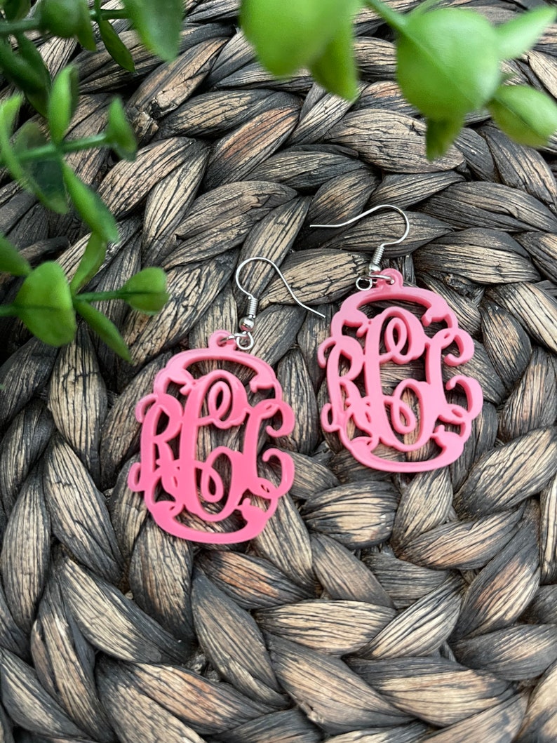 Small Monogram Earrings with Silver or Gold Hardware with gift box image 1