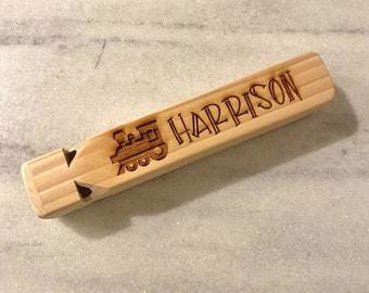Personalized Train Whistle Engraved Train Whistle Kids Wooden Toy