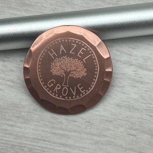 Logo Oversized Live Edge Copper or Silver Golf Ball Marker, Engraved Personalized Ball Maker, Gifts for Golfer