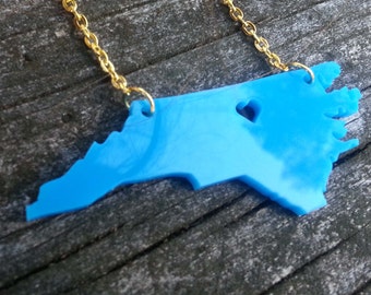 Personalized! Heart over Chapel Hill, North Carolina Acrylic cutout necklace