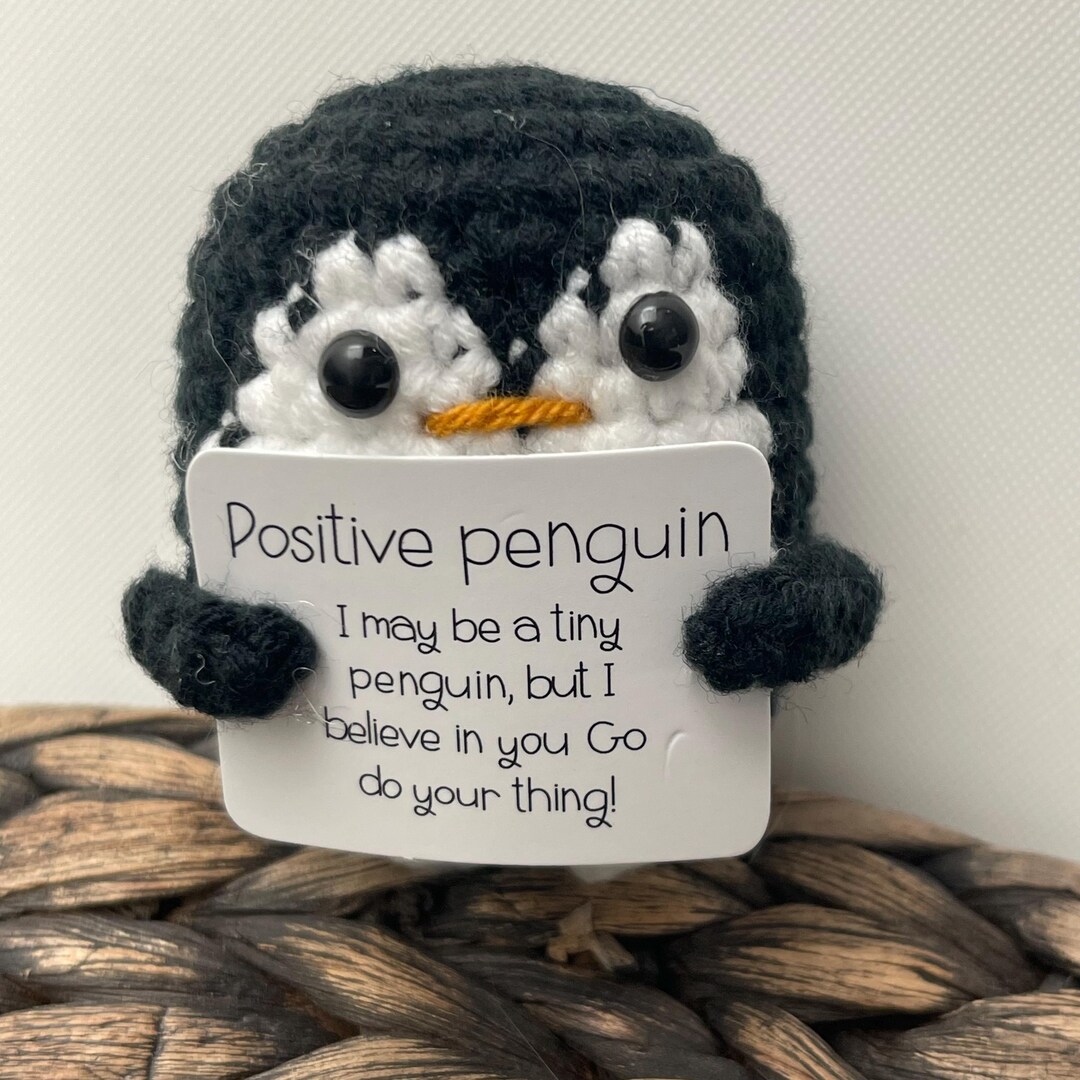 Petit pingouin avec message positif, pingouin positif, pingouin au crochet fait main, décoration d'intérieur, peluche pour bébé, cadeau pour petite amie, enfants - France