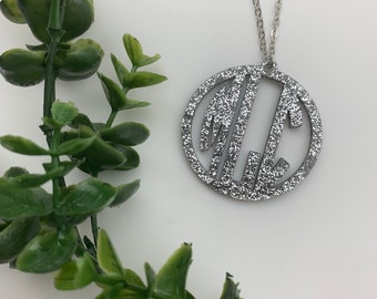 Monogram Acrylic Necklace with and extra long chain