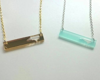 Acrylic State Cutout Bar Necklace