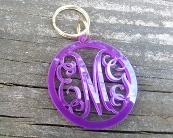 Monogram cutout keychain with circle font or vine font