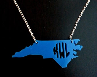 Personalized Monogram inside State Necklace