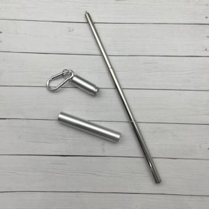 Pajita de acero inoxidable en blanco, pajita de viaje, pajita retráctil, llavero de pajita, pajita para sorber