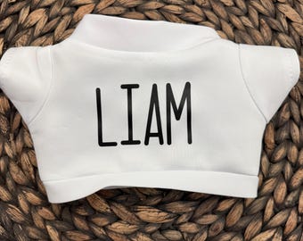 Camiseta personalizada para ursinho de pelúcia • Camiseta com nome personalizado, serve para ursos de 35 a 38 cm