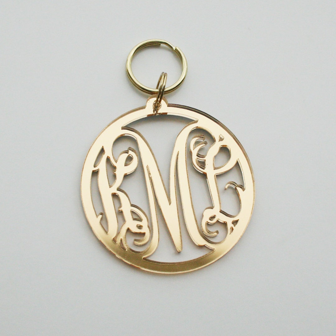 Monogram Cutout Keychain With Circle Font or Vine Font | Plastic ...
