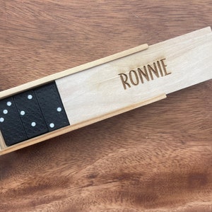 Personalized Domino 28pc Set In Wooden Box - Engraved Domino Set