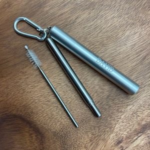 Custom Stainless Steel Straw, Travel Straw, Retractable Straw, Straw Keychain, Sipping Straw