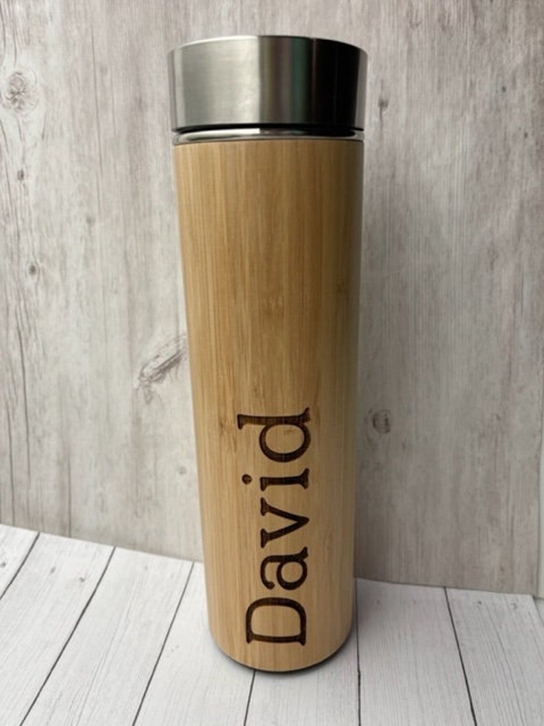 Personalized Wood Water Bottle Bamboo and Stainless Water Etsy