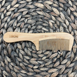Pettine con manico - Pettine in bambù - Pettine in legno - Pettine inciso - Pettine con monogramma
