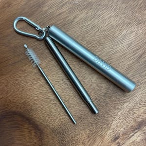 Pajita de acero inoxidable personalizada, pajita de viaje, pajita retráctil, llavero con pajita, pajita para sorber