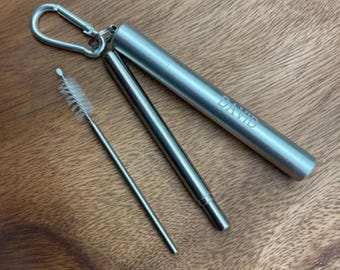 Custom Stainless Steel Straw, Travel Straw, Retractable Straw, Straw Keychain, Sipping Straw
