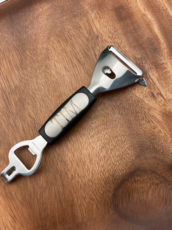 Custom Stainless Steel Bar Tool, Bottle Opener, Can Punch and Citrus Peeler  