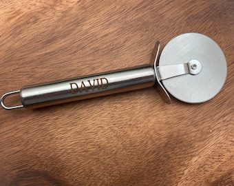 Engraved Stainless Steel Pizza Cutter - Custom Kitchen Gadget