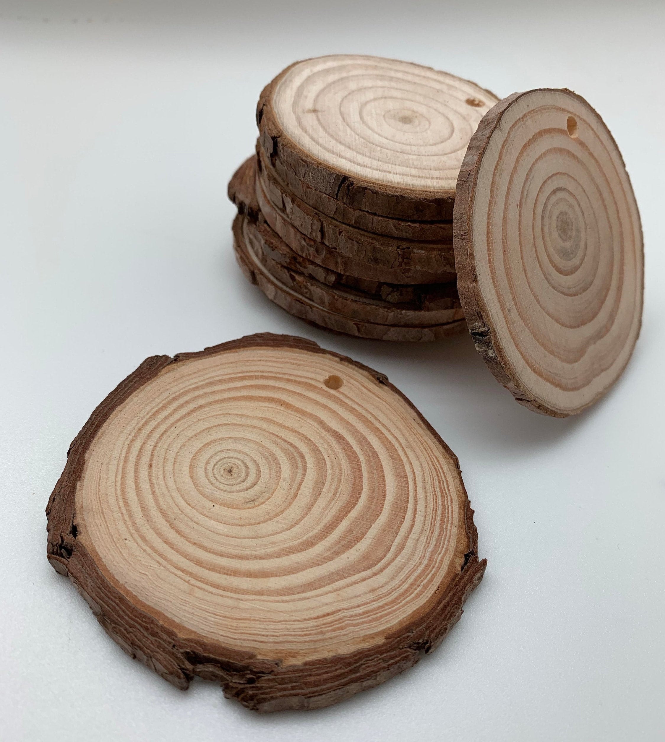 Oval Wood Coasters 5 inch, Pack of 2 Wooden Ornaments for Crafts, Unfinished Wood Crafts, Natural Wood Slices, by Woodpeckers