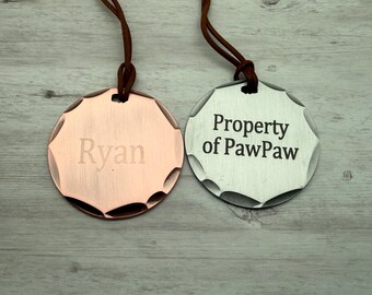 Personalized Live Edge Bag Tag, Custom Hanging Ornament, 2.7 Inch Rustic Name Tag, Luggage Tag, Backpack Tag, Gift Tag