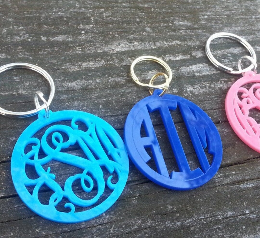 Monogram Cutout Keychain - Block or Script Font - Etsy