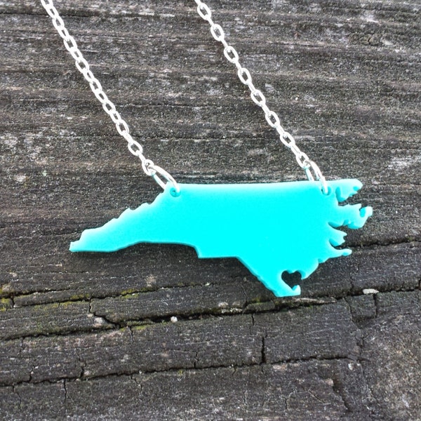 Personalized! Heart over Wilmington, North Carolina Acrylic cutout necklace