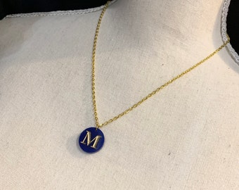 Small Initial Charm Necklace - choose acrylic color and letter