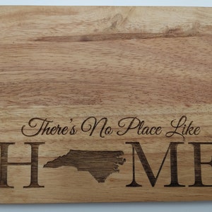 There&#39;s No Place Like Home Engraved Cutting Board: Small, Medium, Large, Bamboo and Hardwood