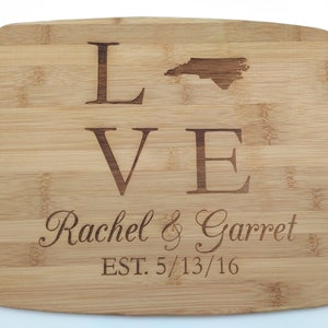 State Love Engraved Cutting Board - Multiple Sizes!  Perfect for a Wedding or Anniversary