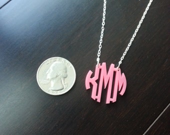 Mini 1" Monogram Acrylic Cutout Necklace - with gift box!