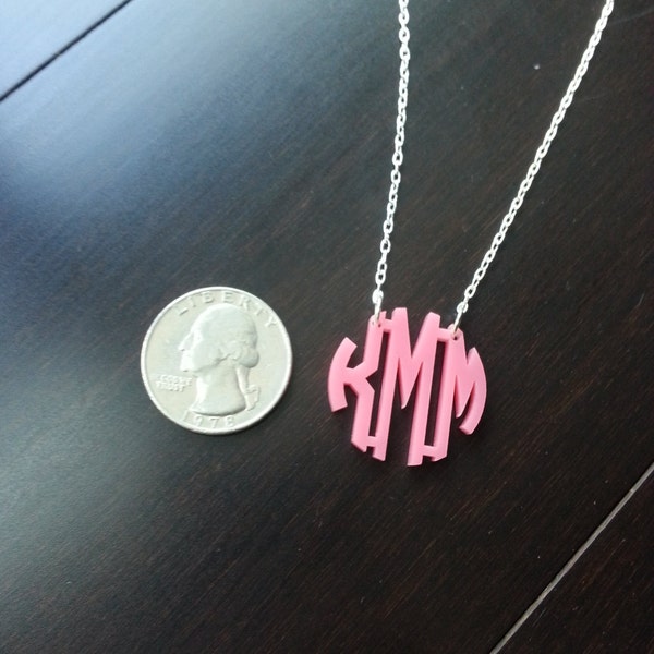 Mini 1" Monogram Acrylic Cutout Necklace - with gift box!