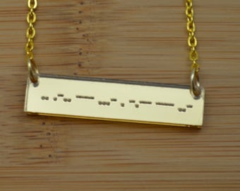 Morse Code (Or Any Other Personalization) Mirror Acrylic Bar Necklace - Custom Bar Necklace - Mother's Gift - Bridesmaid Gift - Gift for Her