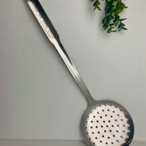 Personalized Stainless Steel Skimmer, Engraved Strainer Spoon, Perforated Spoon, Cooking Utensil