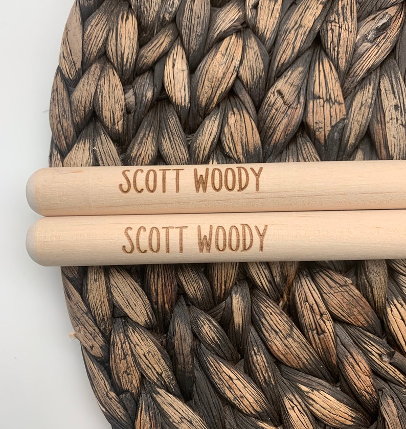 Personalized Drum Sticks, Custom Drum Sticks, Drummer Gifts, Engraved Drum Stick Pair, Size 5A, Laser Engraved Drum Sticks, Engraved, Sticks image 1
