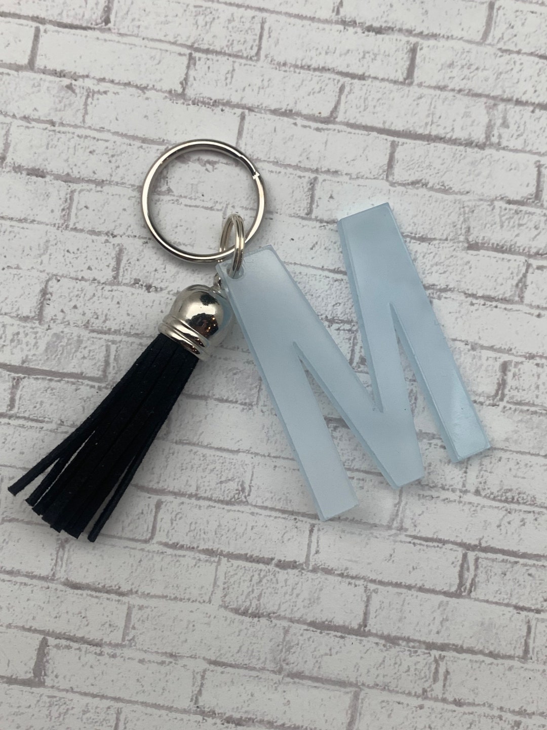 Single Letter Keychain With Tassel - Etsy