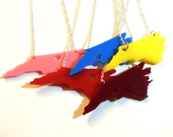 Personalized Acrylic state cutout necklaces, any city/state