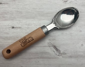 Logotyp Anpassad Glasskopa - Graverad Glasskopa - Personlig Glasskopa - Graverad Glasssked - Helado Sked