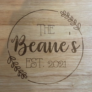 Wreath Love Engraved Cutting Board - Multiple Sizes!  Perfect for a Wedding or Anniversary