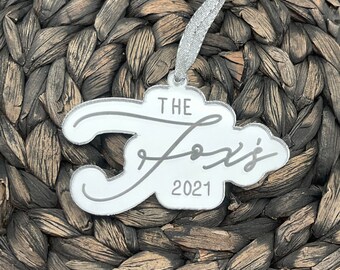 Personalized Last Name Ornament, Last Name Engraved Ornament, Any Name Ornament
