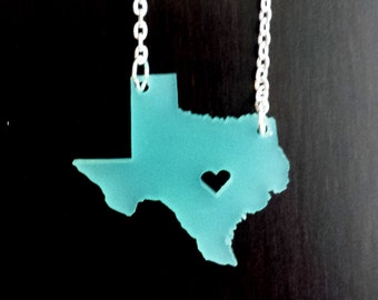 Personalized! Texas or ANY STATE Acrylic state cutout necklace