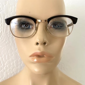 SHURON Browline Glasses Vintage 1950s Brown Lucite 12k Gold Filled Eyeglasses