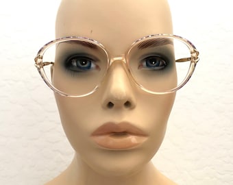 OSCAR De La RENTA Glasses Vintage 1980s Round Purple Floral Eyeglasses