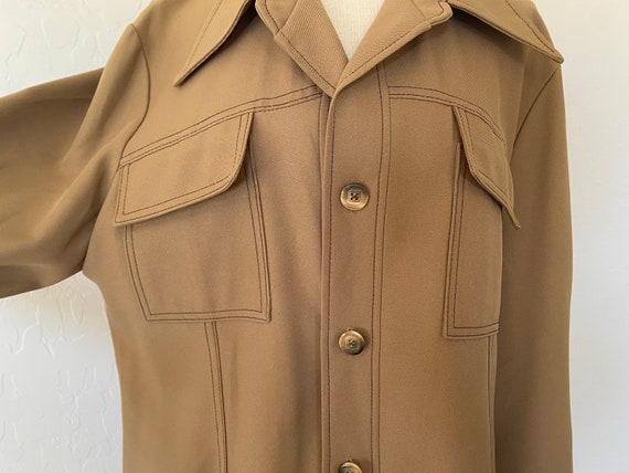 Leisure Jacket Vintage 1970s Tan Polyester Pointe… - image 5