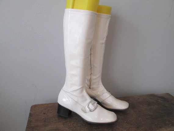 Go Go Boots Vintage 1960s Mod White Vinyl