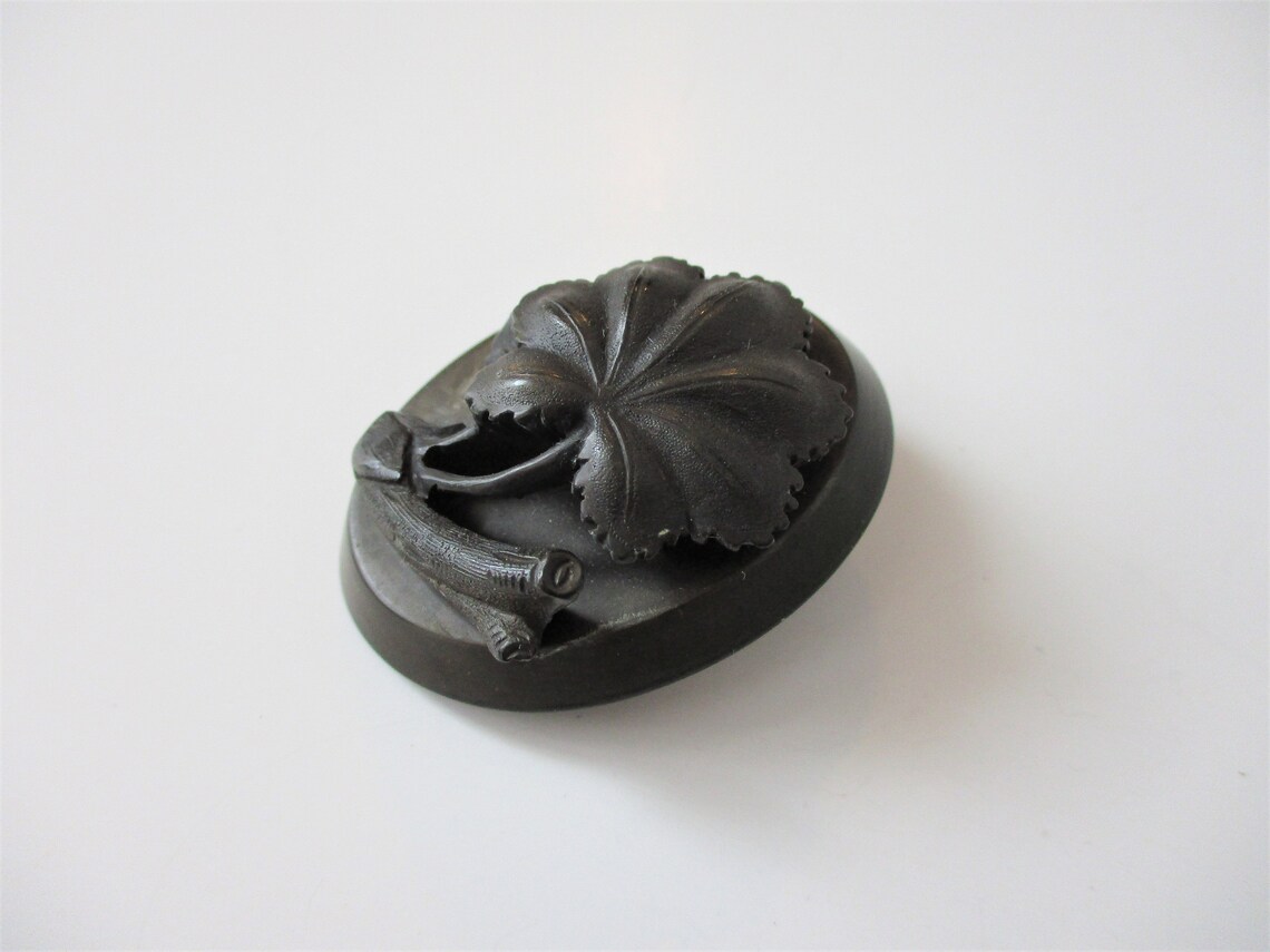 GUTTA PERCHA Brooch Antique Victorian Chestnut Leaves High Etsy