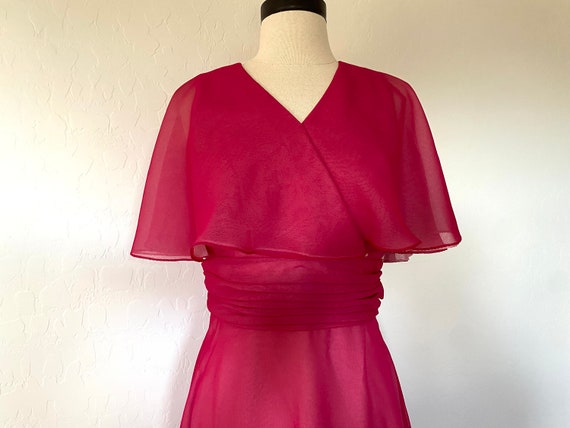 MISS ELLIETTE Dress Vintage 1970s Hot Pink Maxi C… - image 3