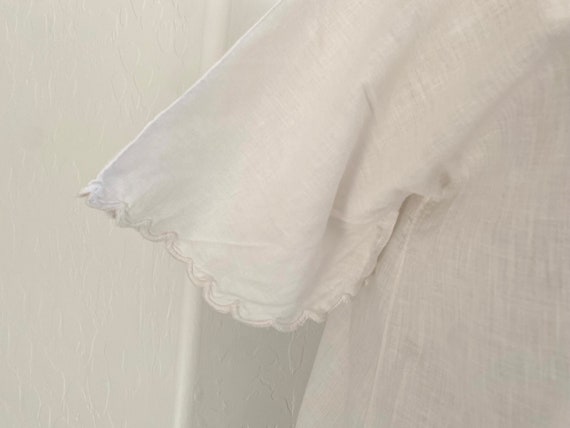 Antique Nightgown 1900s White Cotton Short Sleeve… - image 5