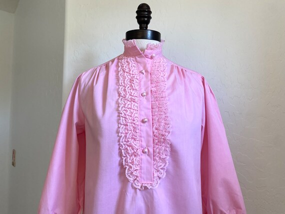 STYLE FIX Ruffle Blouse Vintage 1970s Pink Tunic … - image 3