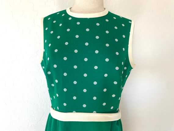 Maxi Dress Vintage 1960s Green White Sleeveless P… - image 4