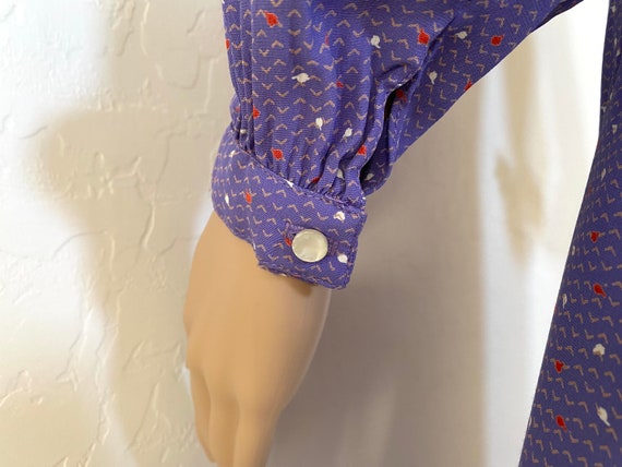 BELLE FRANCE Dress Vintage 1970s Purple Polka Dot… - image 7