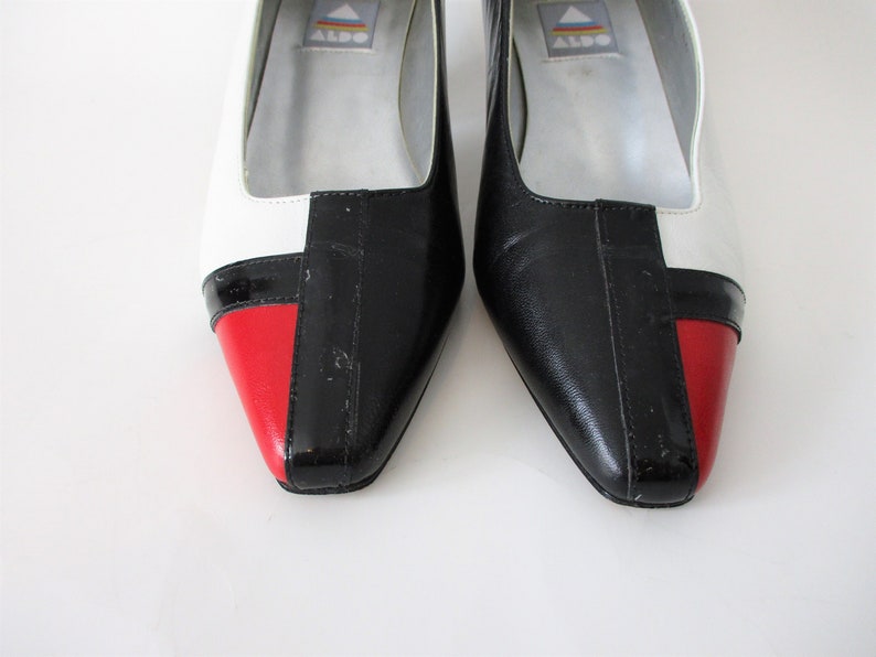 ALDO Pumps Shoes Vintage 1980s Color Block Red Black White